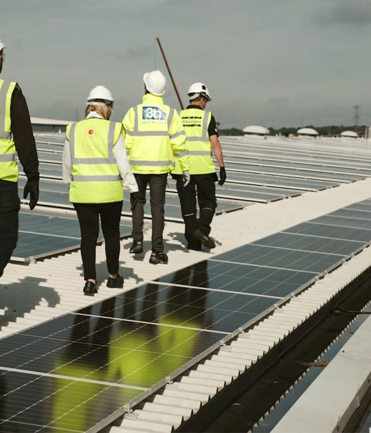 Ortus Energy visit Atlas Copco roof-mounted solar installation.