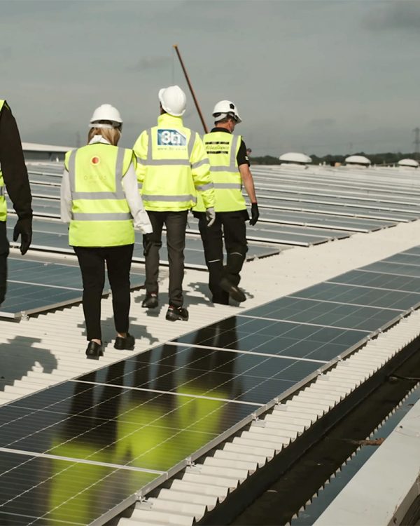 Ortus Energy visit Atlas Copco roof-mounted solar installation.